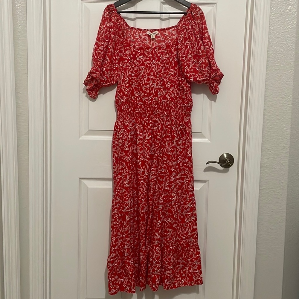 Violet Skies Womens red floral maxi dress